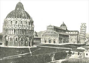 The Baptistery, Cathedral and Leaning Tower, Pisa, Italy, 1895.