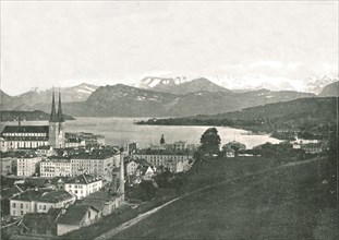 View of Lucerne and its mountains, Switzerland, 1895.