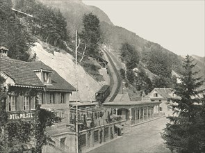Starting point of the Pilatus Railway, Alpnachstad, Switzerland, 1895.