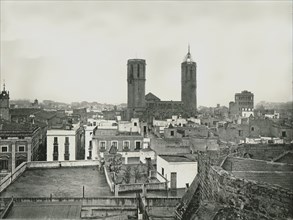 Part of the old city with cathedral, Barcelona, Spain, 1895. ?? NOT?