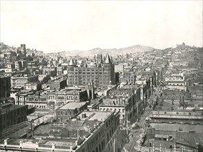 Bird's eye view from the tower of the Chronicle Building, San Francisco, USA, 1895.