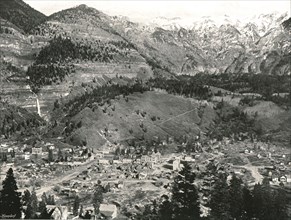 General view of Ouray and the Rockies, USA, 1895.