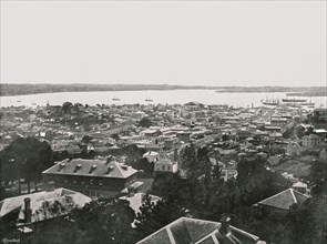 Panoramic view from the hills, Auckland, New Zealand, 1895.