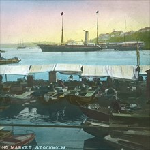 Floating Market, Stockholm, Sweden, late 19th-early 20th century.
