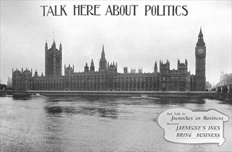 Talk Here About Politics - Jaenecke's Inks advertisement', 1909.