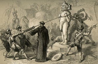 Spaniards Destroying Mexican Idols', (1877).