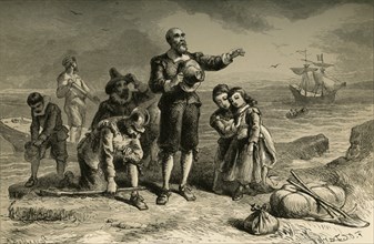 Landing of the Pilgrims', (1877).