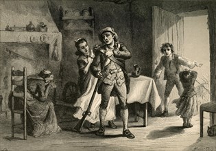 A Minute Man Preparing for War', (1877).