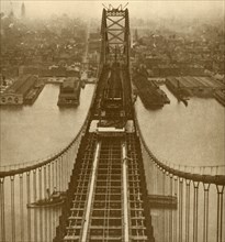 The Delaware River Suspension Bridge', c1930.
