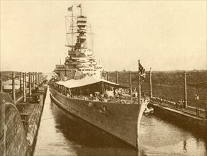 H.M.S. "Renown" Passing Through the Panama Canal with the Duke and Duchess of York on Board', c1930