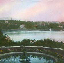 View from Oscarshall, Christiania, (Oslo), Norway, late 19th-early 20th century.