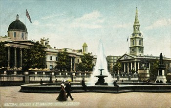 National Gallery & St Martins Church London', late 19th-early 20th century.