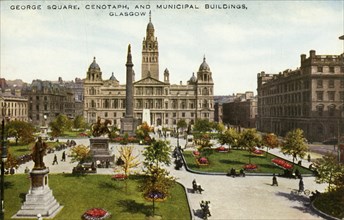 George Square, Cenotaph, and Municipal Buildings, Glasgow', late 19th-early 20th century.