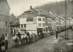 Our Transport Passing Through Malmedy, the First German Town Over the Frontier', (1919).