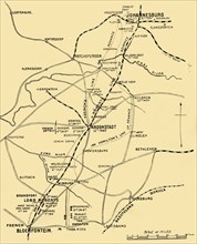 Map Showing the Lines of Advance from Bloemfontein to Pretoria', 1901.