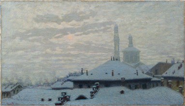 Tetti sotto la neve (Roofs under the snow), 1910.