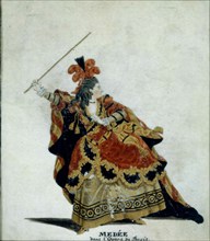 Médée. Costume design for the opera Thésée by Jean-Baptiste Lully, 1770-1778 .