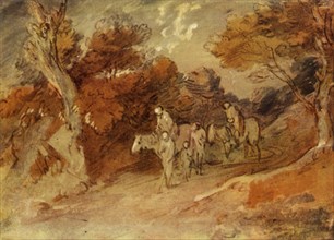 Figures and Horses in a Country Lane', mid-late 18th century, (1934).