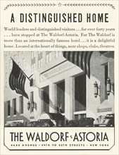 Advertisement for the Waldorf-Astoria Hotel in New York, 1934.