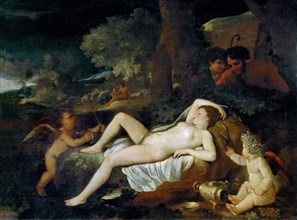 Resting Venus with cupid, ca 1624.