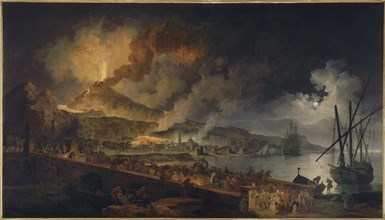 The eruption of Vesuvius seen from Portici , ca 1767.
