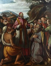 Saint Pope Clement I, surrounded by believers, 1592.