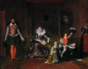 The Spanish ambassador surprises Henri IV playing with his children, 1817.