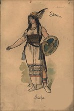 Sarka. Costume design for the opera Sarka by Zdenek Fibich, 1897.