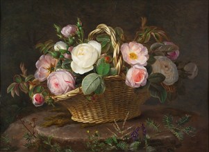 Basket with flowers, c. 1843.
