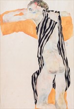 Reclining Nude Girl in Striped Smock, 1911.