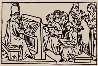 School lessons. From Speculum Vitae Humanae by Rodericus Zamorensis, 1479.