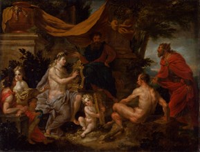The contest between Apollo and Pan, ca 1690.