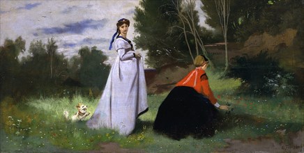 Two ladies in a landscape, 1867.