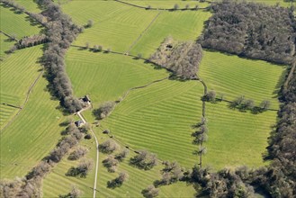 Medieval ridge and furrow earthworks near Sezincote, Gloucestershire, 2018