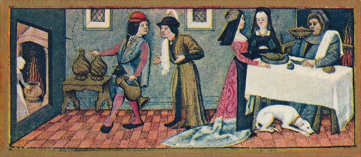 January - dinner at New Year, 15th century, (1939).