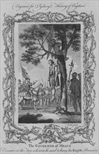 The Governor of Meaux executed on the tree whereon he used to hang his English Prisoners', 1773.