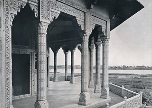 Agra. Balcony of the Jasmine Tower', c1910.
