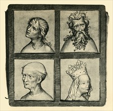 Sketches of heads, early 15th century, (1943).