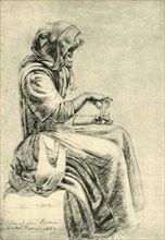 Seated woman with playing cards, 1669, (1943).