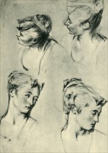 Four studies of female heads, early 18th century, (1943).