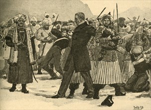 Seizure of Sir William Macnaghten by Akbar Khan, Afghanistan, 1841 (c1890).