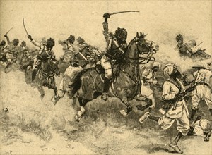 Charge of the cavalry at the Battle of Miani (Meeanee), Sindh, India, 1843 (c1890).