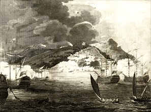 'Lord Exmouth's Fleet bombarding the City of Algiers',1816