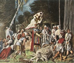 Charlemagne destroys a pagan idol,-1936