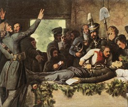 Men of the Lützow Free Corps with Körner's body, 26 August 1813