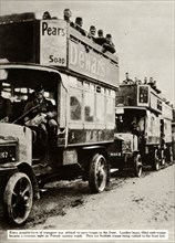 London buses taking Scottish troops to the front, First World War