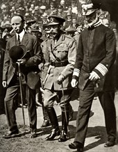 King George V attends a baseball match at Stamford Bridge, London
