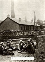 Miners playing cards during the General Strike, Britain