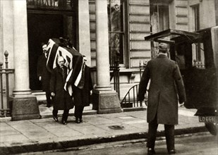 Earl Haig's coffin being carried from the house where he died, London