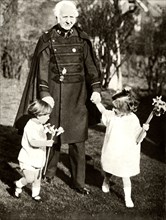 General Bramwell Booth with his two grandchildren,1929